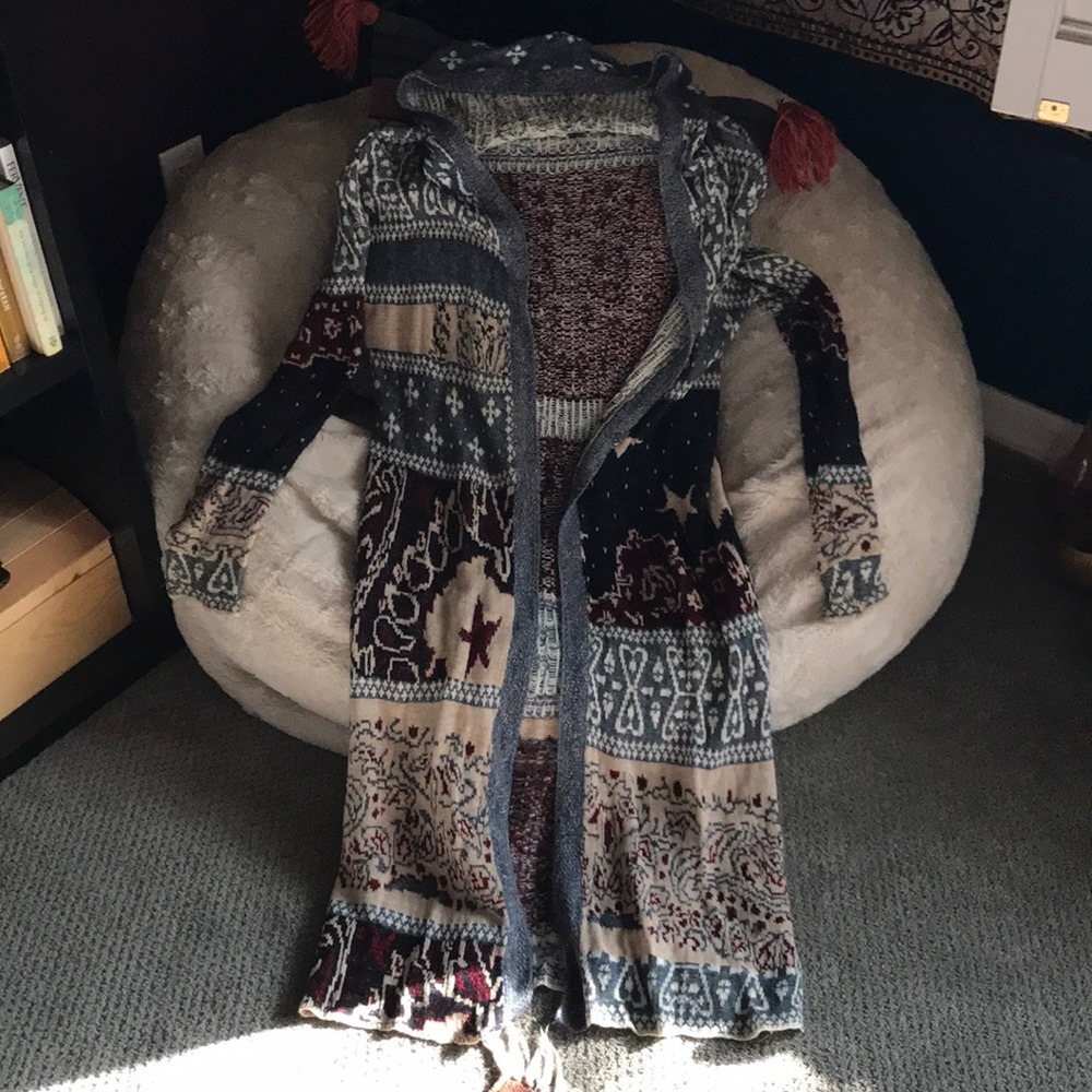 Free People Long, Hooded Sweater